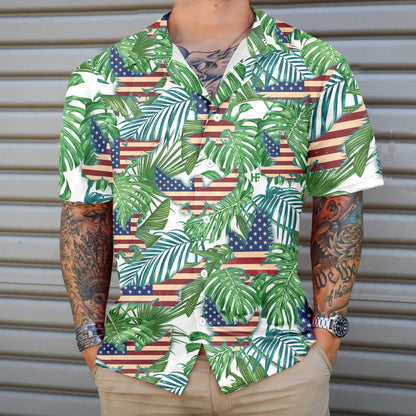 USA Flag Design Hawaiian Shirt Tropical American Eagle,Hawaiian Shirt Gift, Christmas Gift