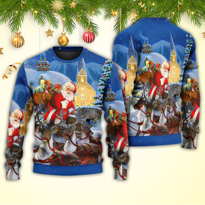 Christmas Santa Claus Reindeer Gift For Xmas Art Style Ugly Christmas Sweater, Christmas Gift, Gift Christmas 2024