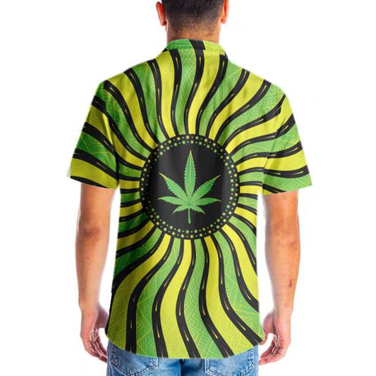 Duilleog Marijuana Cool Magic Le Céimseata Naofa Léine Haváís, Bronntanas Léine Haváís, Bronntanas Nollag