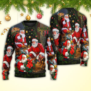 Christmas Santa Claus Gift Xmas Is Coming Art Style Ugly Christmas Sweater, Christmas Gift, Gift Christmas 2024