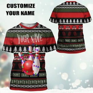 3D Custom Bowling Ugly Christmas Tshirt Hoodie Apparel