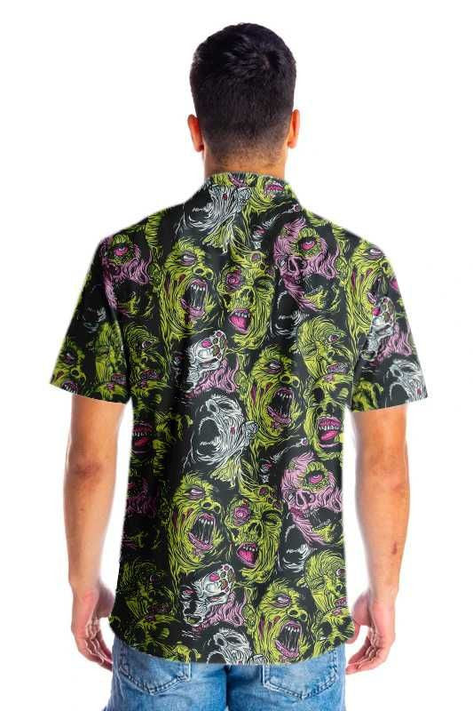 Horror Zombie Head Scream Dramatic Hawaiian Shirt, Hawaiian For Gift