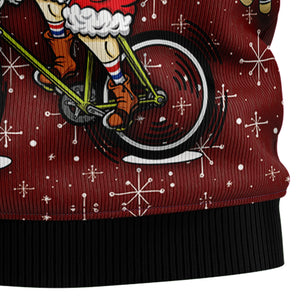 Santa Cycling Ugly Christmas Sweater, Christmas Gift,Gift Christmas 2024