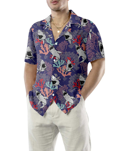 Aquatic Ecosystem Blue Ocean Coral Sharks Hawaiian Shirt,Hawaiian Shirt Gift, Christmas Gift