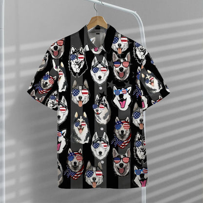 Husky American Seamless Background Design Hawaiian Shirt, Hawaiian For Gift