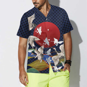 Japanese Red Sun Japanese Cranes Hawaiian Shirt, Hawaiian For Gift