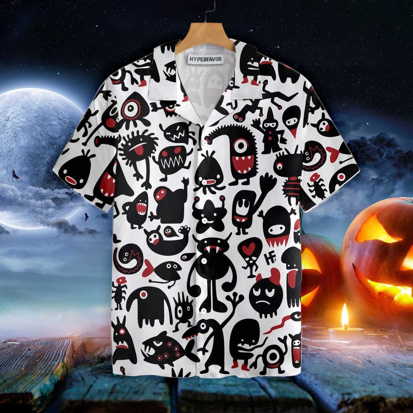 Black Monsters For Halloween Hawaiian Shirt, Hawaiian For Gift