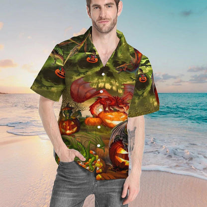 Spooky Dragon Halloween Hawaiian Shirt,Hawaiian Shirt Gift, Christmas Gift