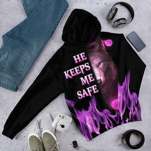 3D Wolf Pink He Keep Me Safe Custom Tshirt Hoodie Apparel