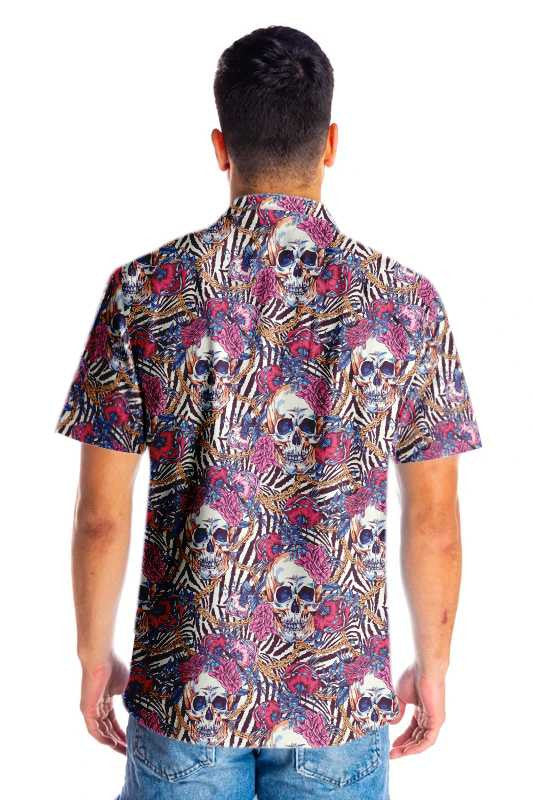 Cool Skull With Roses On Zebra Design Hawaiian Shirt, Hawaiian Shirt Gift, Christmas Gift