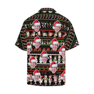 Cute Snowman Merry Xmas Custom Photo Hawaiian Shirt,Hawaiian Shirt Gift, Christmas Gift