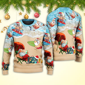 Christmas Santa Play On Beach Ugly Christmas Sweater, Christmas Gift, Gift Christmas 2024