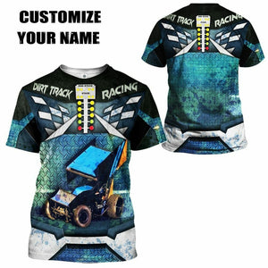 3D Dirt Track Racing Custom Name Tshirt Hoodie Apparel