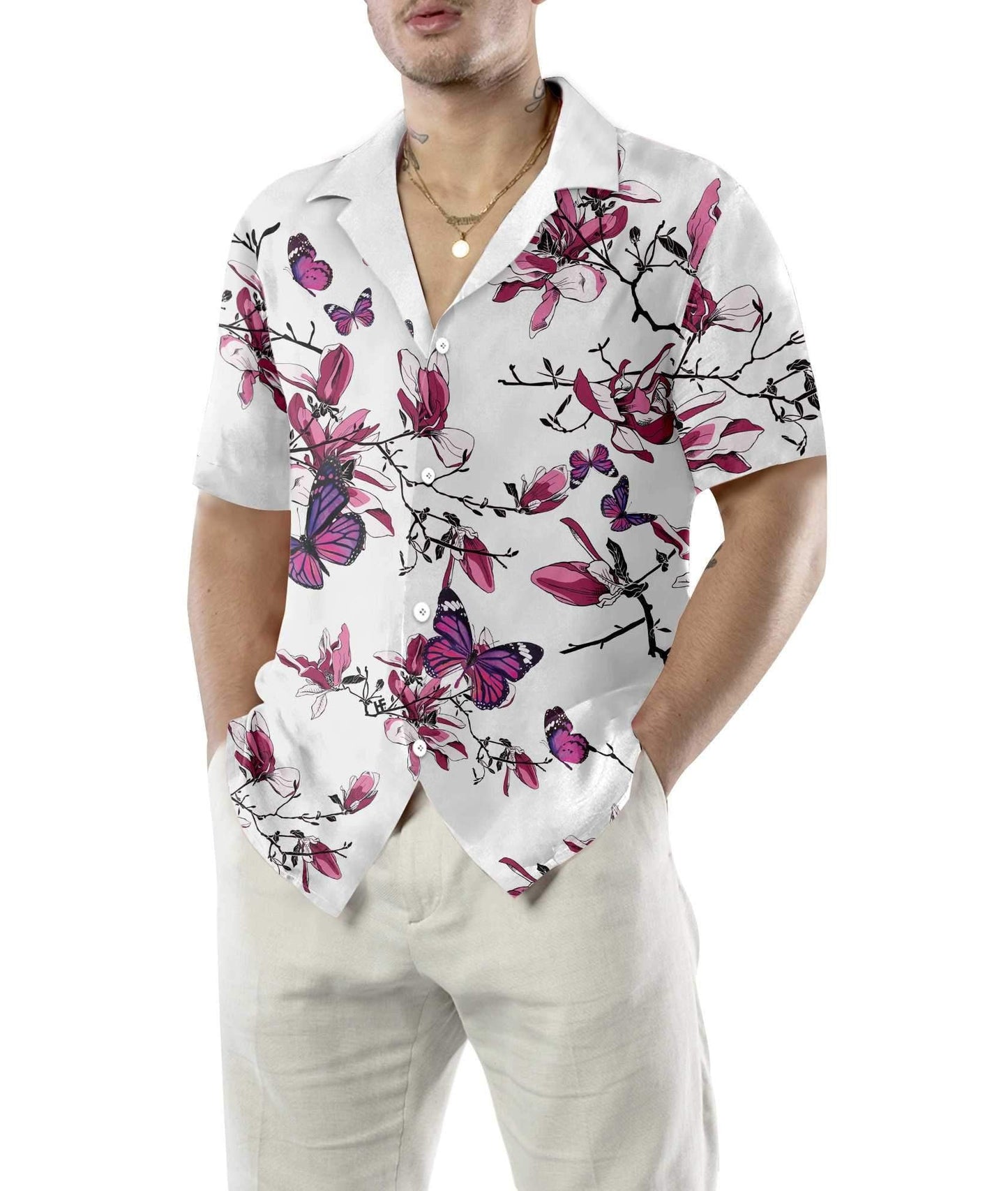 Floral Butterfly The Touch Of Nature Design Hawaiian Shirt, Hawaiian Shirt Gift, Christmas Gift