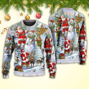 Christmas Santa Claus Snowman Elf So Happy Art Style Ugly Christmas Sweater, Christmas Gift, Gift Christmas 2024