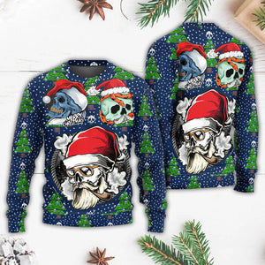 Christmas Skull With Santa Hat Merry Christmas Snow Ugly Christmas Sweater, Christmas Gift, Gift Christmas 2024