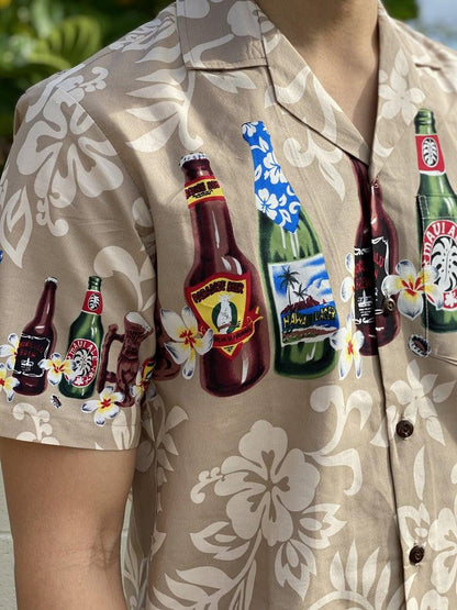 Brewed Beer Aloha Blue Navy Hibiscus Pattern Hawaiian Shirt, Hawaiian Shirt Gift, Christmas Gift