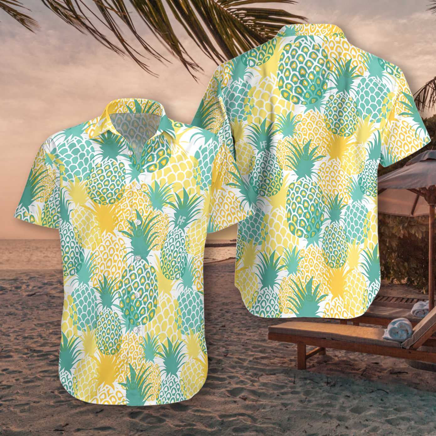 Pineapple Pattern Yellow And Blue Design Hawaiian Shirt,Hawaiian Shirt Gift, Christmas Gift