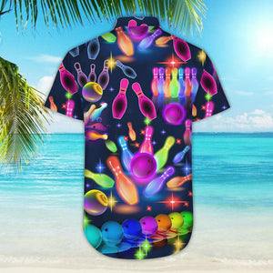 Bowling Hawaiian Shirt - Awesome Colorful Bowling Neon Light Hawaiian Shirts - Gift Ideas For Bowling Lovers,Hawaiian Shirt Gift, Christmas Gift