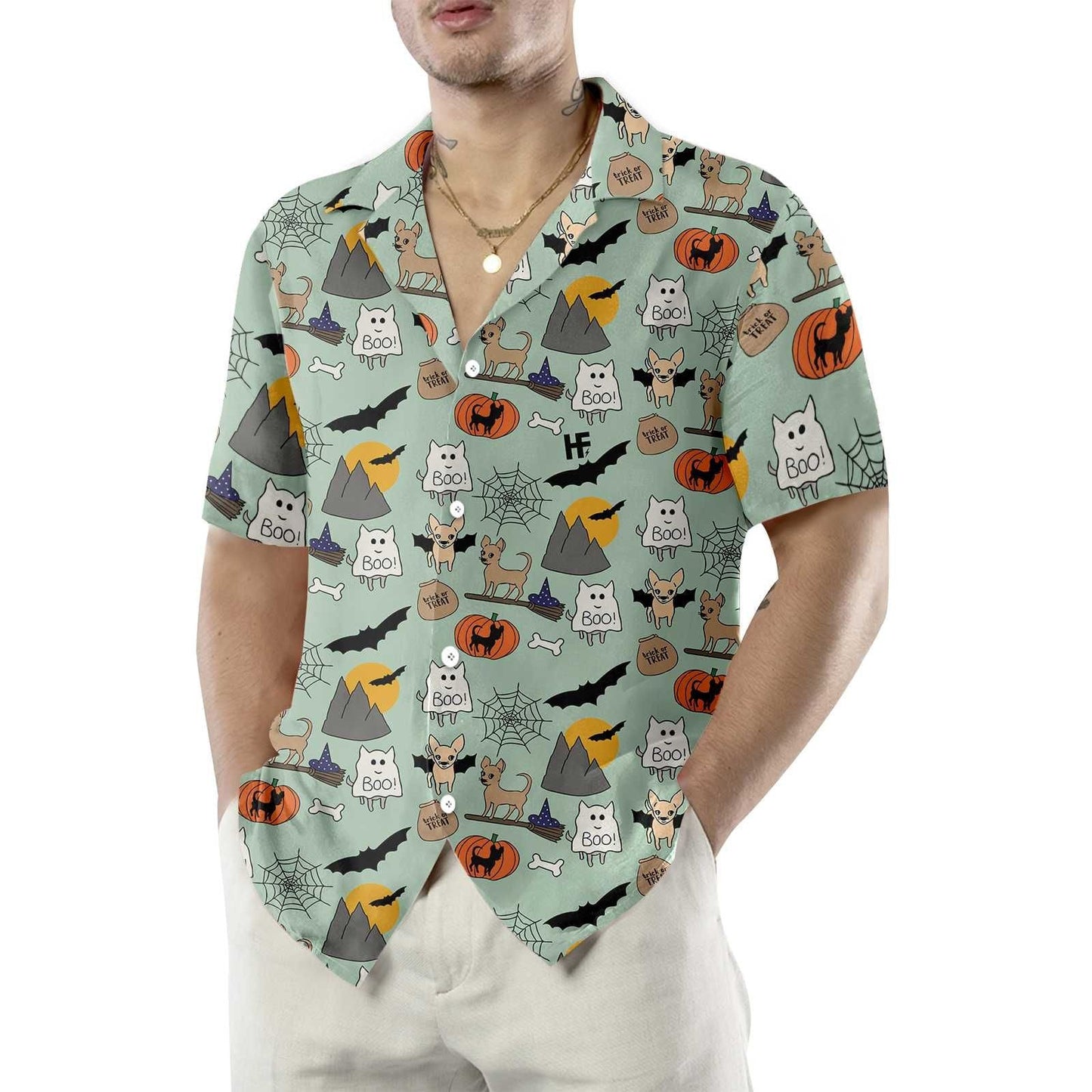 Halloween Chihuahua Shirt For Men Hawaiian Shirt, Hawaiian For Gift