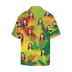 Custom Face Beautiful Leaves Men's Hawaiian Shirt,Hawaiian Shirt Gift, Christmas Gift