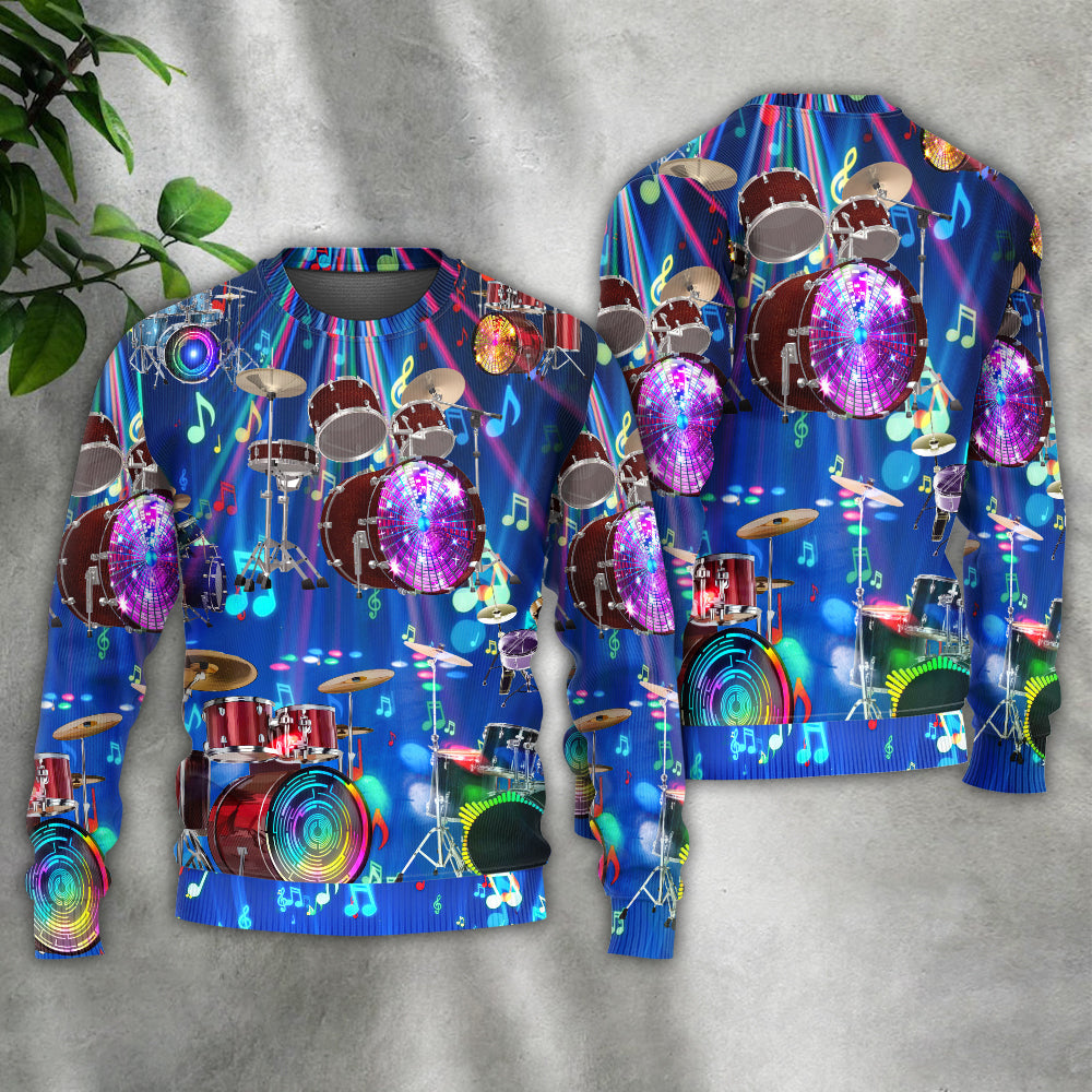 Drum Is My Life Light Neon Style Ugly Christmas Sweater, Christmas Gift, Gift Christmas 2024