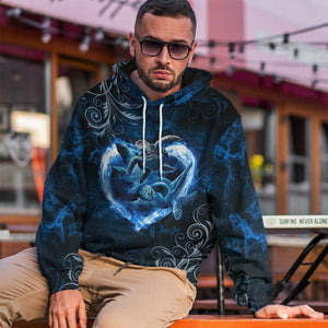 3D Blue Heart Sea Turtle Tshirt Hoodie Apparel