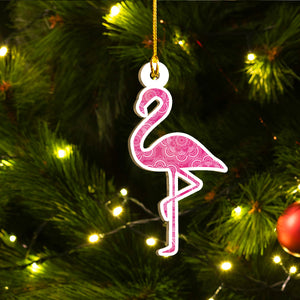 Christmas Flamingo Ornaments Set, Flamingo Ho Ho Ornaments, Funny Christmas Ornament Family Gift Idea For Flamingo Lover
