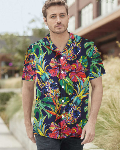 Tropical Coolest Pineapple Hawaiian Shirt Dark Blue Background,Hawaiian Shirt Gift, Christmas Gift