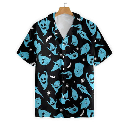 Turquoise Ghost Naughty Halloween Colorful Hawaiian Shirt, Hawaiian For Gift
