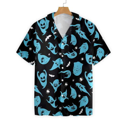 Turquoise Ghost Naughty Halloween Colorful Hawaiian Shirt, Hawaiian For Gift