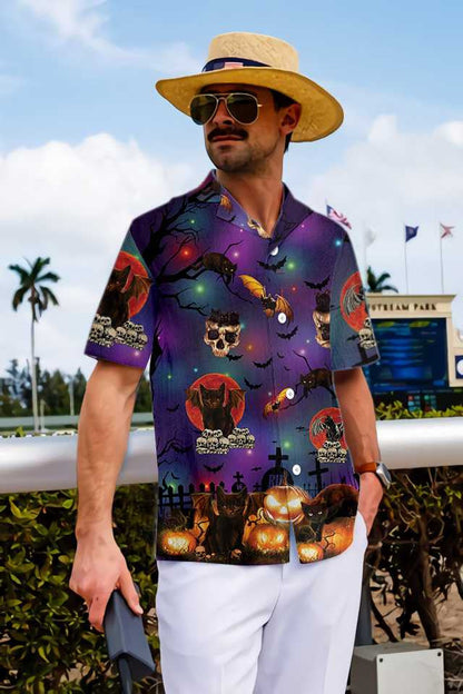 Copy of Black Cat Halloween Hawaiian Shirt, Hawaiian For Gift