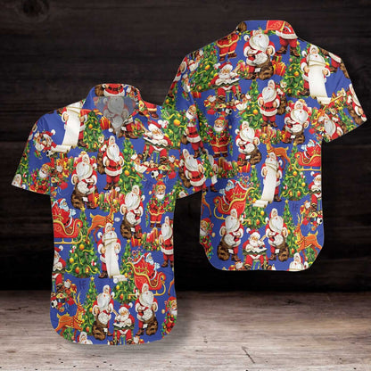 Blue Violet Design Hawaiian Shirt Merry Christmas Santa Claus, Hawaiian Shirt Gift, Christmas Gift