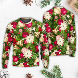 Christmas Fir Tree And Poinsettia Flowers Ugly Christmas Sweater, Christmas Gift, Gift Christmas 2024