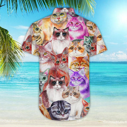 Cat Themed Hawaiian Shirt- Colorful Cats Aloha Hawaiian Shirt - Best Cat Themed Gifts_Hawaiian Shirt Gift, Christmas Gift