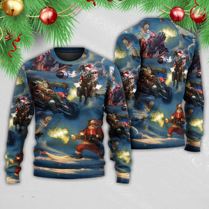 Christmas Santa Gun Fight In Xmas Ugly Christmas Sweater, Christmas Gift, Gift Christmas 2024