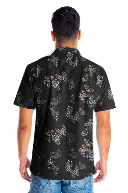 Into Darkness Paint Brush Butterflies Design Hawaiian Shirt, Hawaiian For Gift