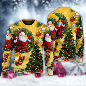 Christmas Tree Yellow Santa Claus Ugly Christmas Sweater, Christmas Gift, Gift Christmas 2024