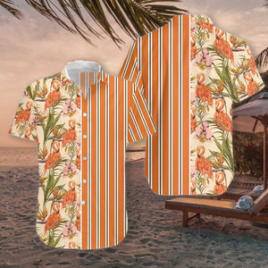 Amazing Floral Flamingo Retro Design Hawaiian Shirt, Hawaiian For Gift