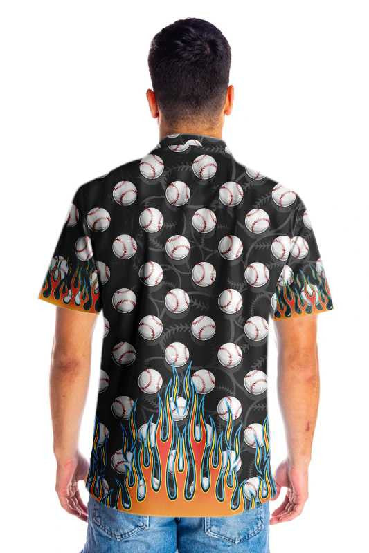 The Passion Of Sport Flame Baseballs Design Hawaiian Shirt, Hawaiian Shirt Gift, Christmas Gift