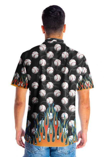 The Passion Of Sport Flame Baseballs Design Hawaiian Shirt, Hawaiian Shirt Gift, Christmas Gift