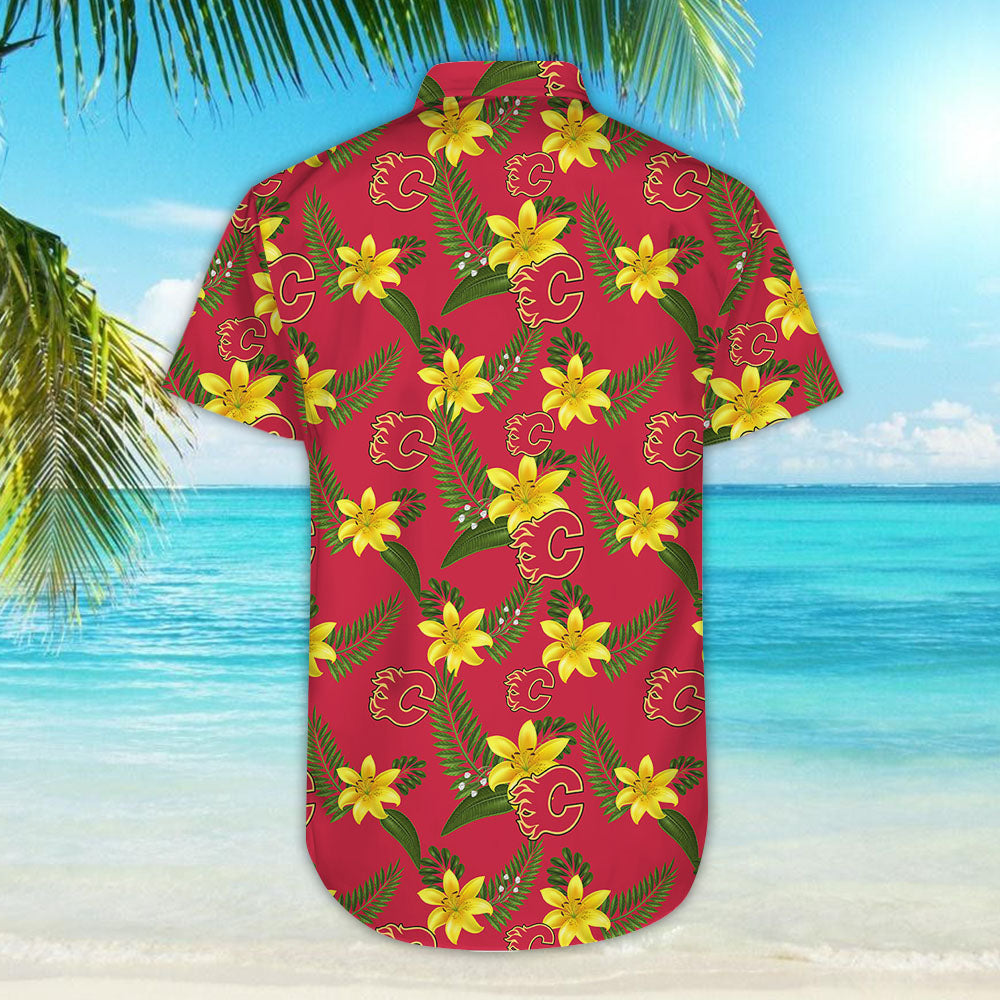 Calgary Flames Aloha Shirt Hawaiian Aloha Shirt Hawaiian Shorts Beach Short Shirt- Hawaiian Shirts -Hawaiian Shirt Gift, Christmas Gift