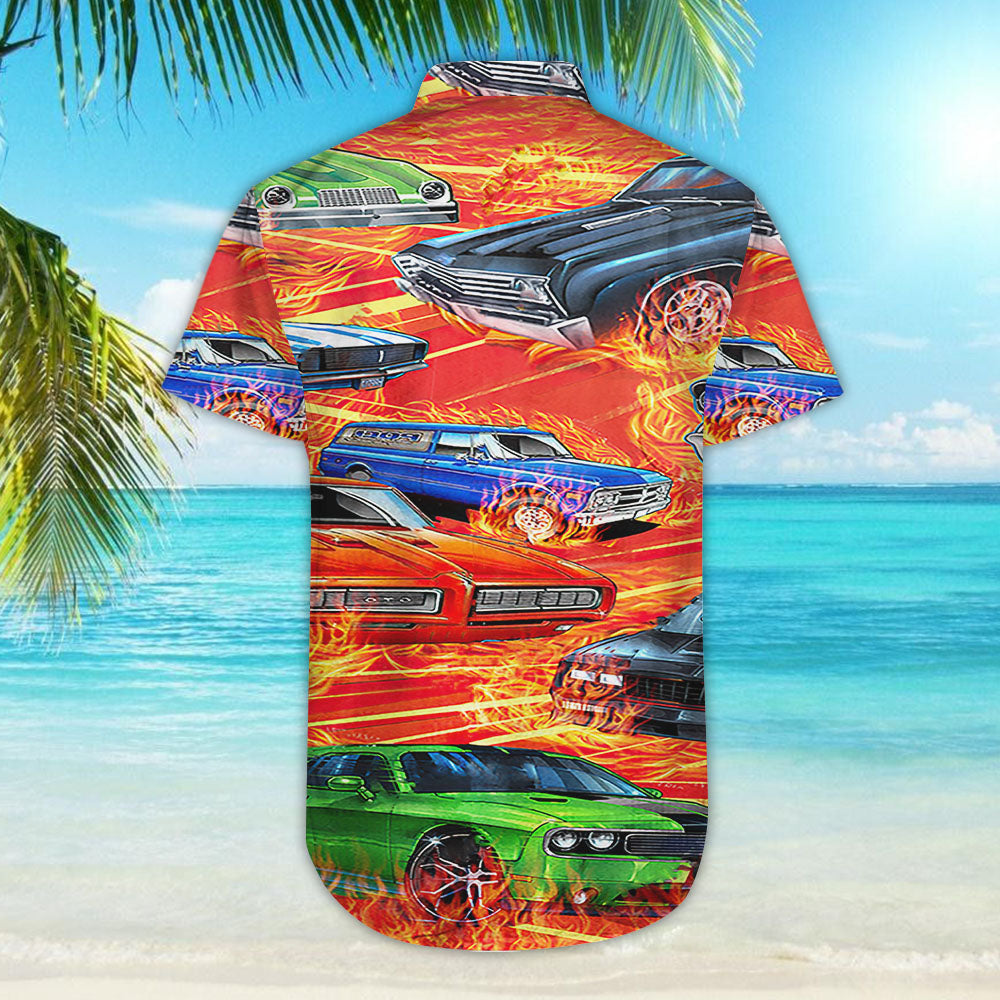 Car On Fire - Hawaiian Shirt-Hawaiian Shirt Gift, Christmas Gift