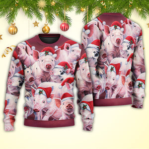 Christmas Piggies Funny Xmas Is Coming Art Style Ugly Christmas Sweater, Christmas Ugly Sweater, Christmas Gift, Gift Christmas 2024