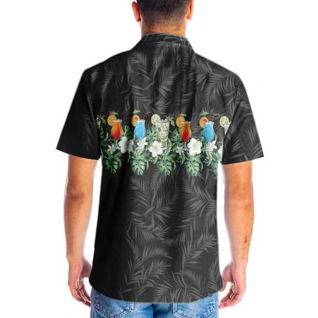 Black Background Tropical Aloha Bartender Design Hawaiian Shirt,Hawaiian Shirt Gift, Christmas Gift