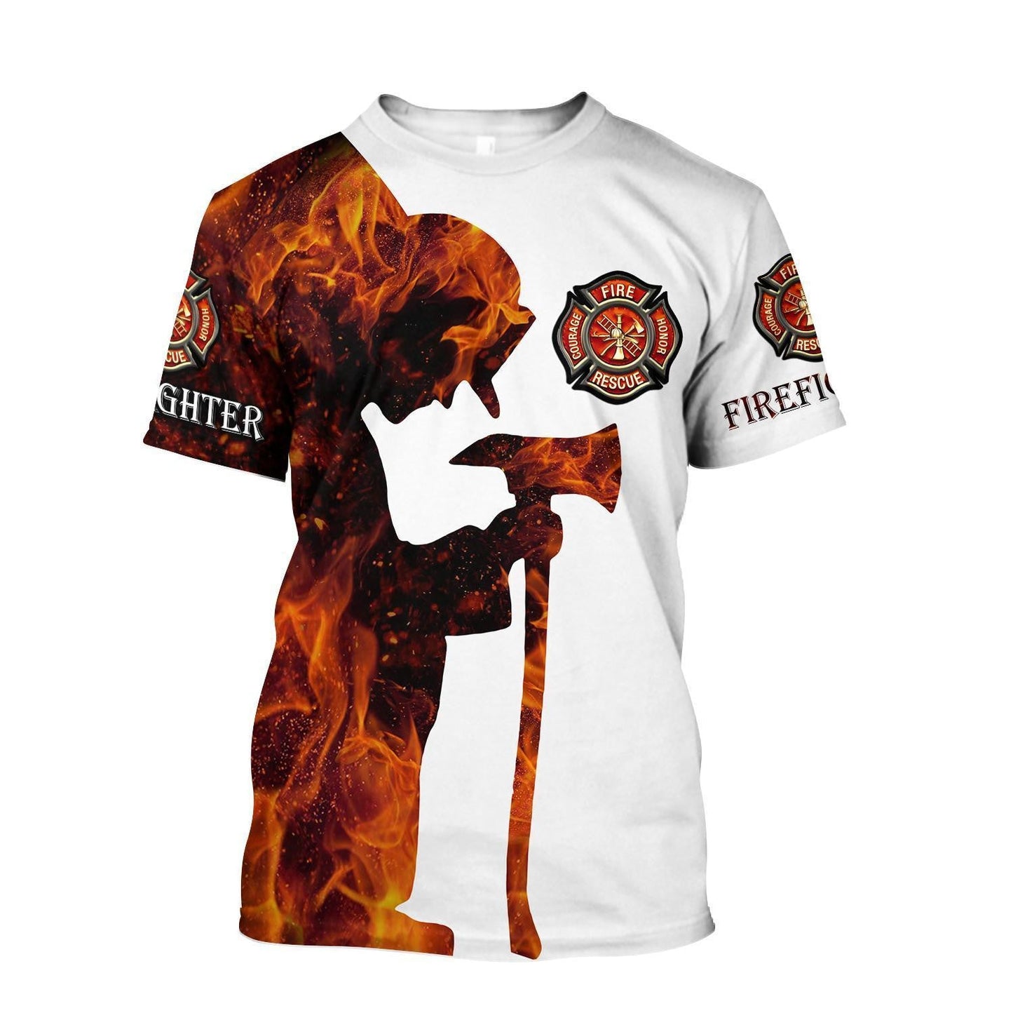 Firefighter On Fire Theme Pretty Ornamental Hawaiian Shirt,Hawaiian Shirt Gift, Christmas Gift