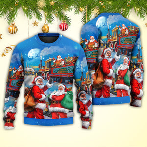 Christmas Santa Claus Train Gift For Xmas Art Style Sweater, Christmas Gift, Gift Christmas 2024