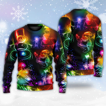 Crann Nollag Daidí na Nollag Fear Sneachta Neon Stíl Éadrom Geansaí Nollag Gránna, Bronntanas Nollag, Bronntanas Nollag 2024