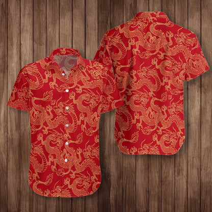 Oriental Dragon Red Theme Nice Design Hawaiian Shirt,Hawaiian Shirt Gift, Christmas Gift