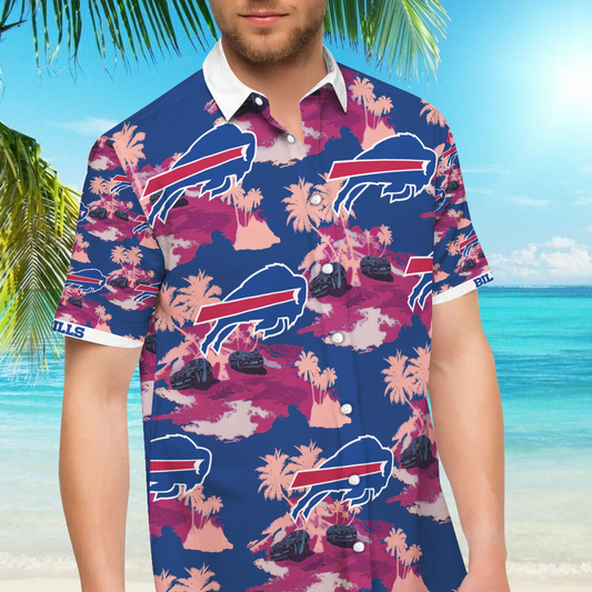 Buffalo Bills Hawaiian Button-Up Shirt,Hawaiian Shirt Gift, Christmas Gift
